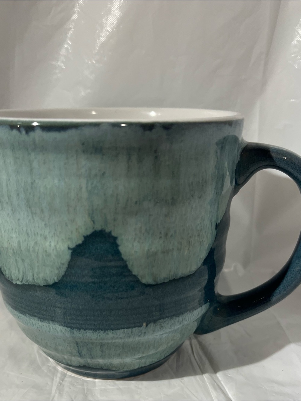Ceramic Teal / Blue Ocean Breeze Pattern Coffee Mug